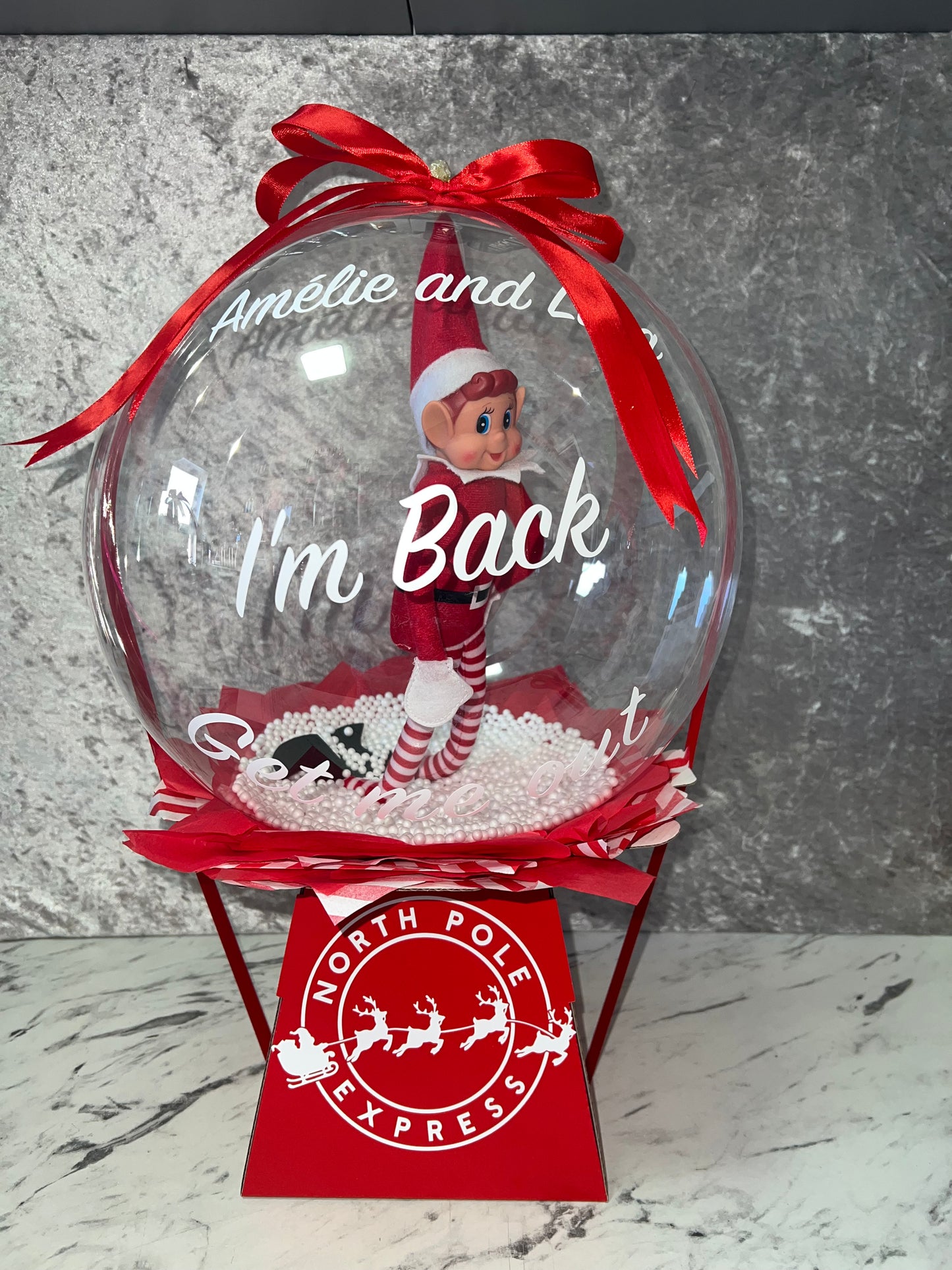 Pre -Order Personalised Elf Arrival Bobo Balloon Box 🎄