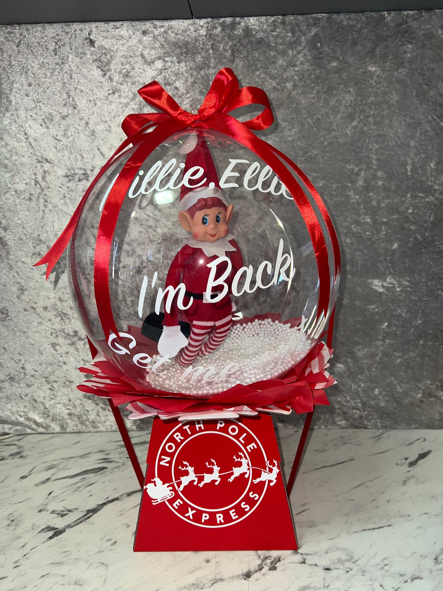 Pre -Order Personalised Elf Arrival Bobo Balloon Box 🎄