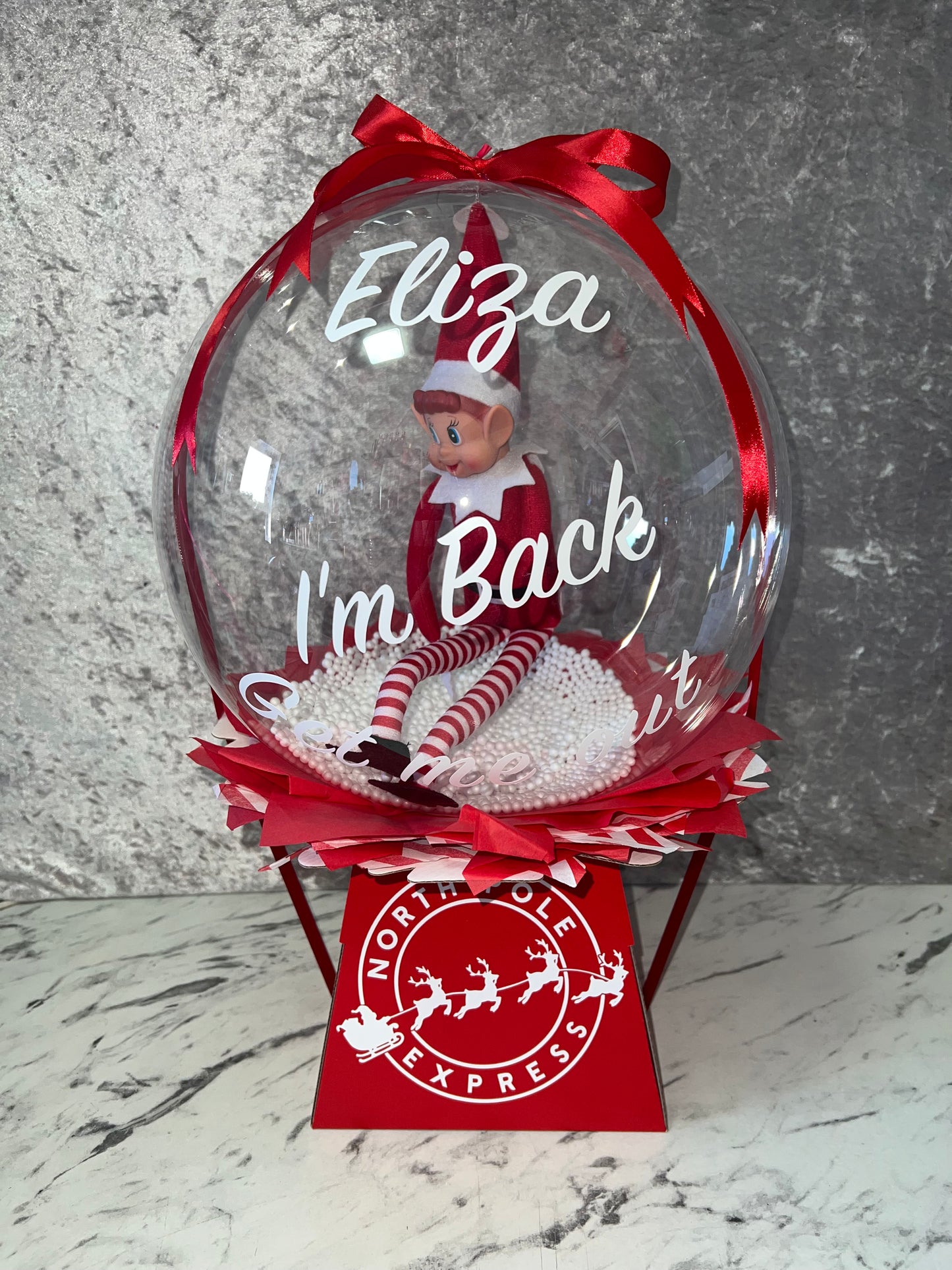 Pre -Order Personalised Elf Arrival Bobo Balloon Box 🎄