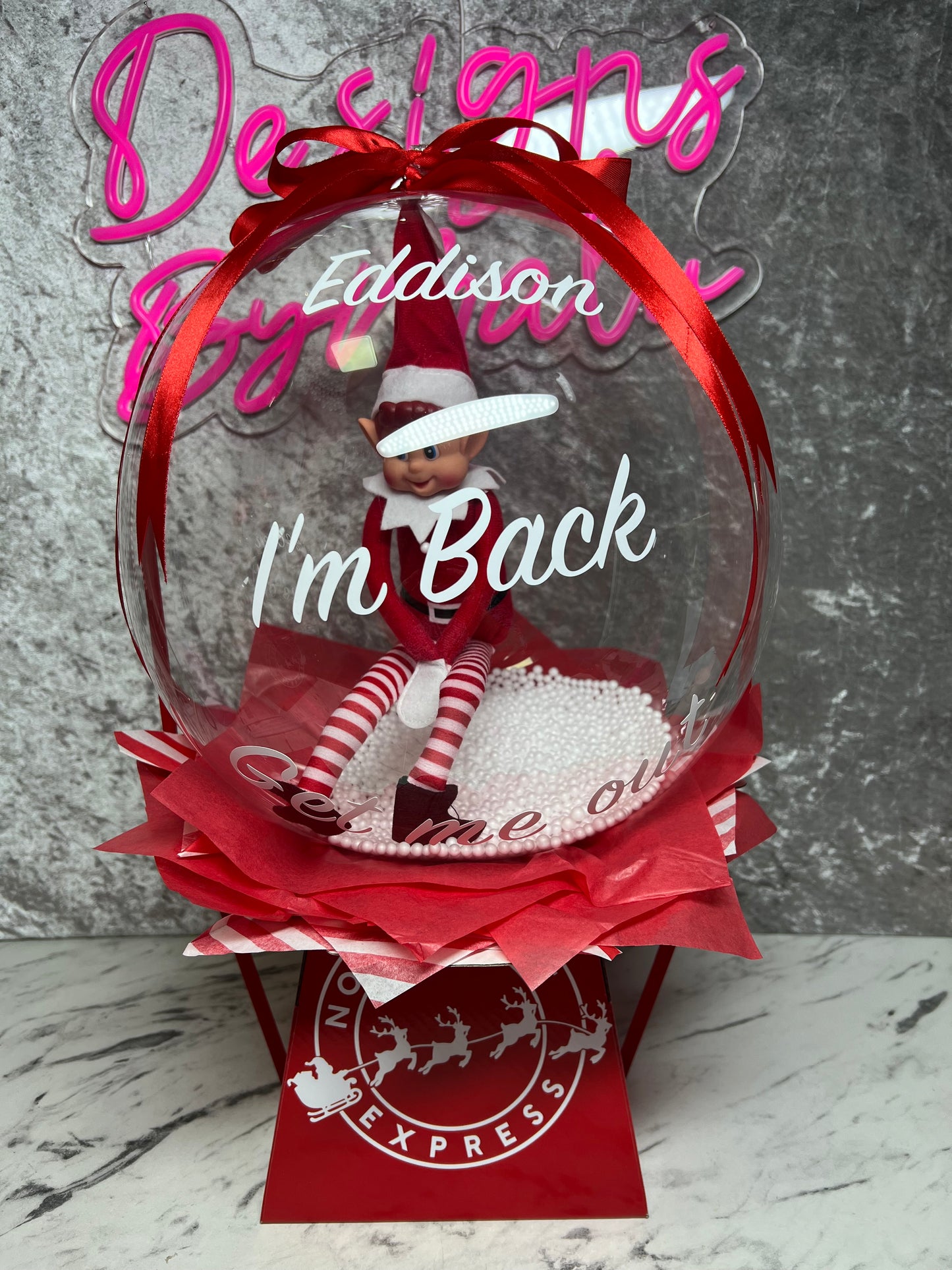 Pre -Order Personalised Elf Arrival Bobo Balloon Box 🎄