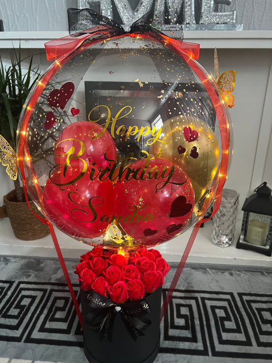 🎈 Huge Elegant LED Balloon & Rose Box Gift for Happy Birthday or any occasion
