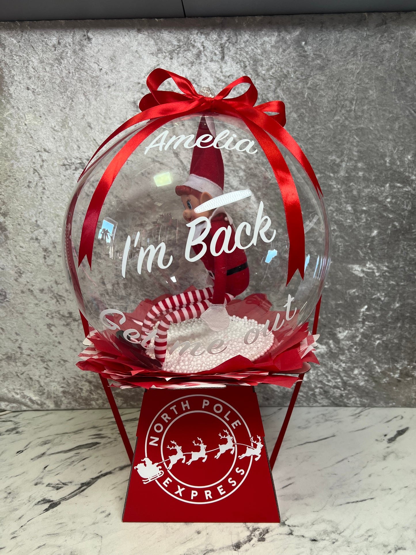 Pre -Order Personalised Elf Arrival Bobo Balloon Box 🎄