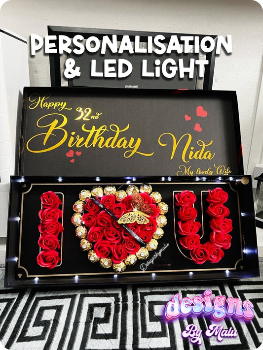 "I Love You" Mother's Day Gift Box for Her, Luxury Ferrero Rocher Gift Box with ARTIFICIAL Red (soap) Roses 🌹