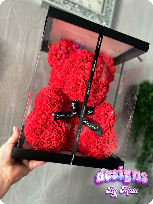 Large 35cm Valentine's Day Handmade Forever Rose Bear with Gift Box, Perfect Valentine's Gift for Her ๐งธ๐