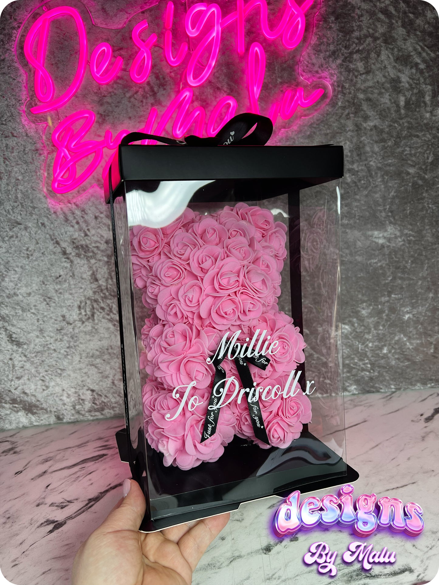 Personalised Mother's Day Handmade Forever Rose Bear with Gift Box & Fairy Lights, Mother's Day Gift for Mum
