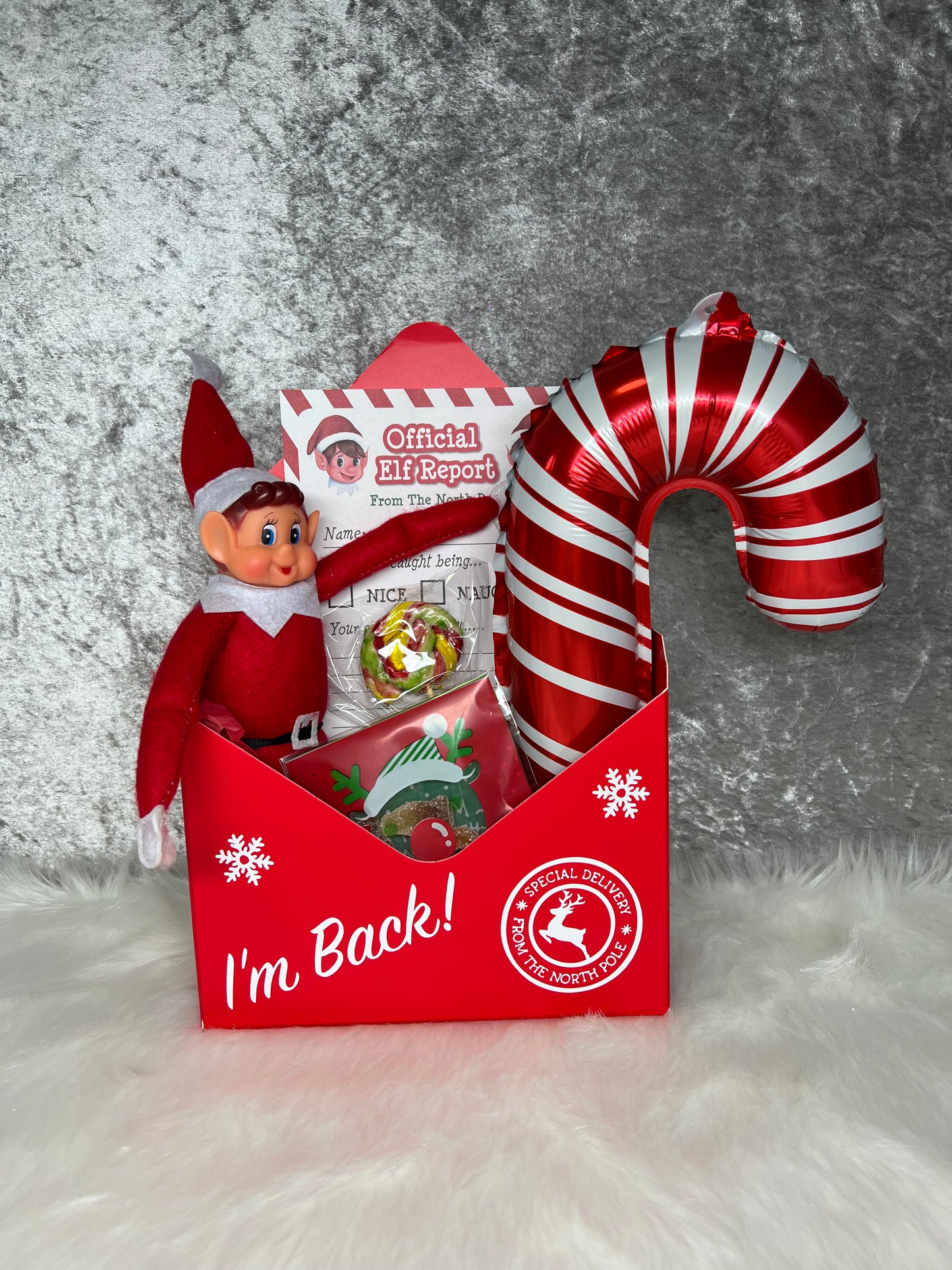 Elf “I’m Back” Box | Elf Return Gift Set | Official North Pole Delivery Christmas Arrival Box for Kids