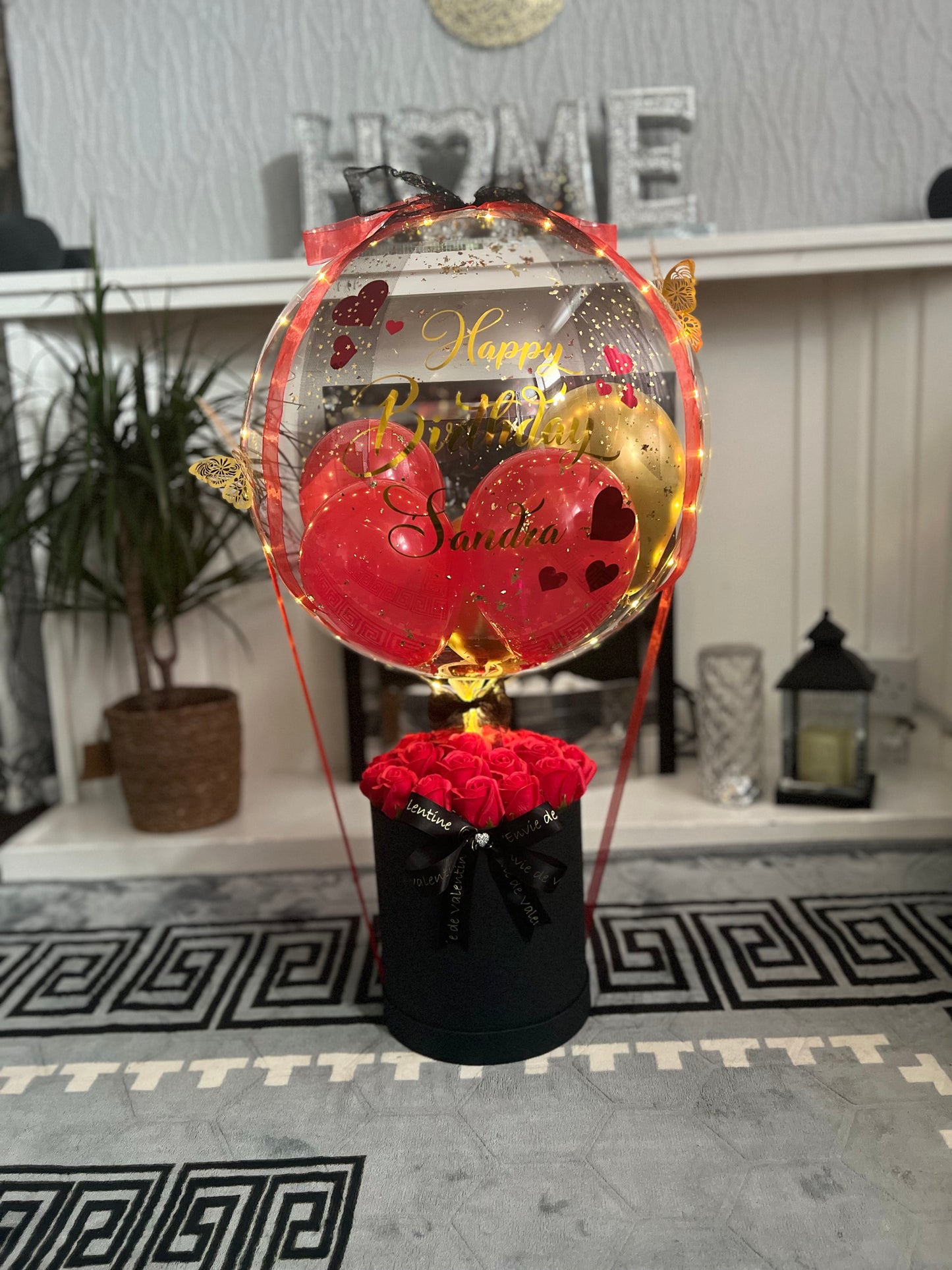 🎈 Huge Elegant LED Balloon & Rose Box Gift for Happy Birthday or any occasion