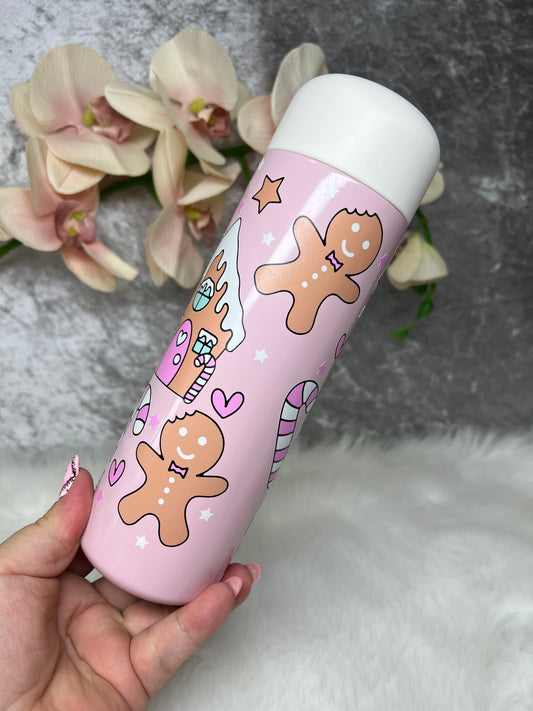 Pink Gingerbread mad ,Gingerbread house Christmas tumbler