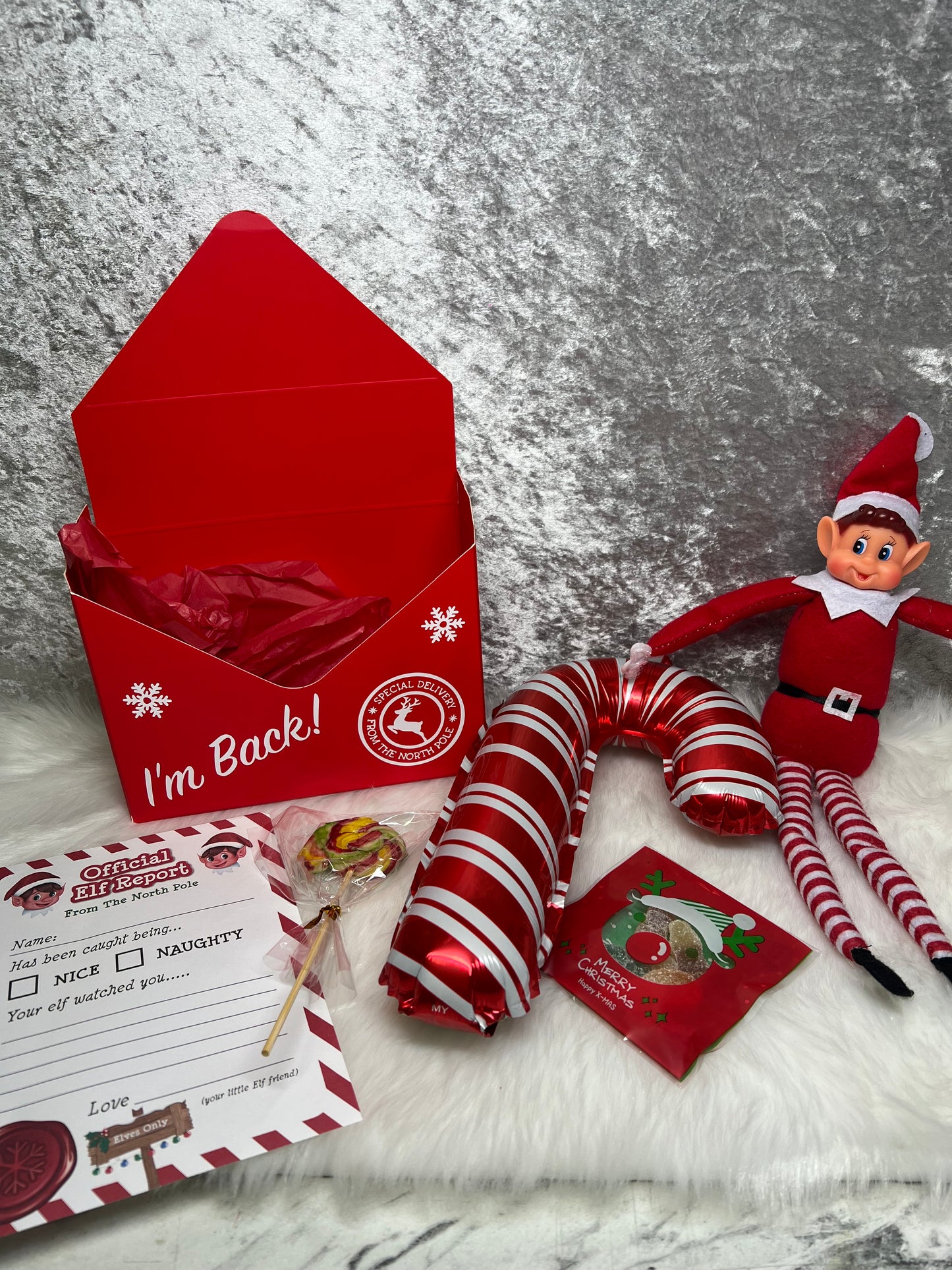 Elf “I’m Back” Box | Elf Return Gift Set | Official North Pole Delivery Christmas Arrival Box for Kids
