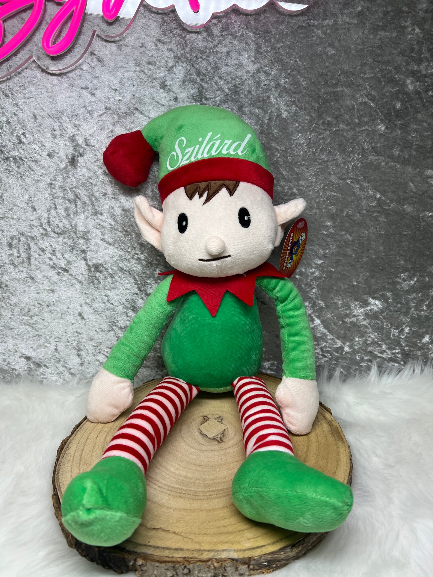 Personalized Christmas Elf Plush Toy with Name , Custom Holiday Gift