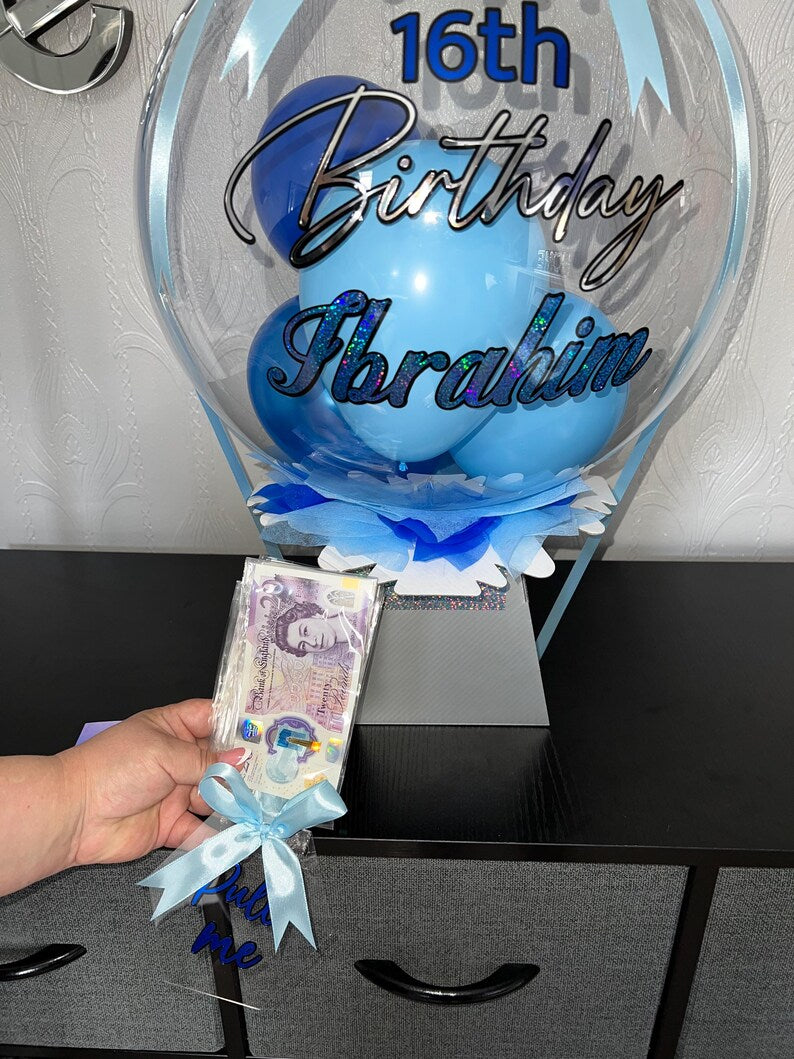 Personalised surprise Money Birthday bobo balloon bouquet(money not included!!)
