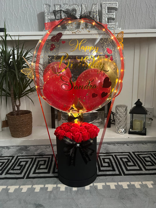 🎈 Huge Elegant LED Balloon & Rose Box Gift for Happy Birthday or any occasion