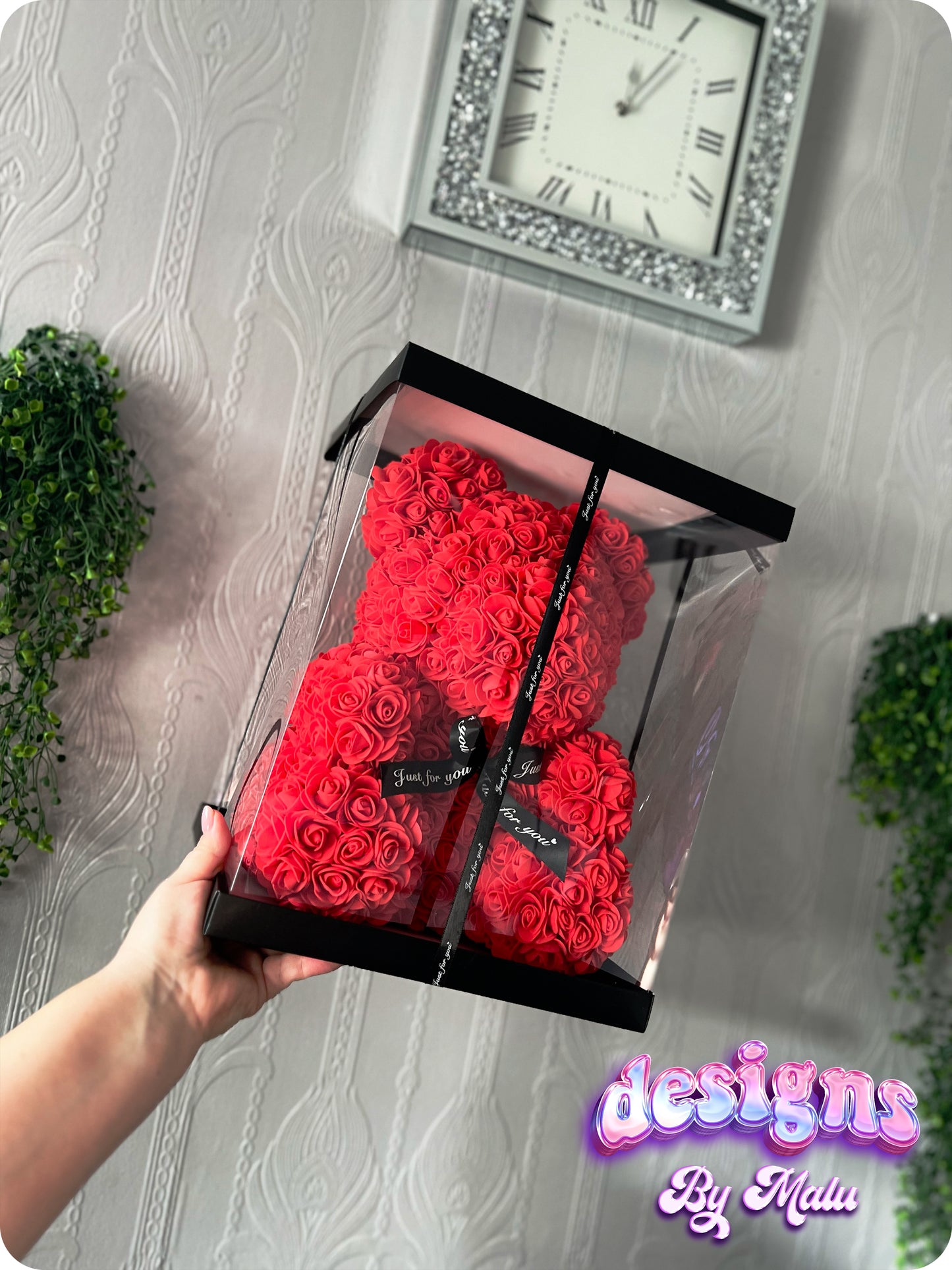 Large 35cm Valentine's Day Handmade Forever Rose Bear with Gift Box, Perfect Valentine's Gift for Her 🧸💖