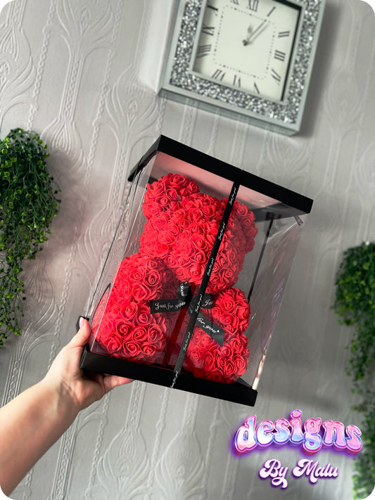 Large 35cm Valentine's Day Handmade Forever Rose Bear with Gift Box, Perfect Valentine's Gift for Her 🧸💖