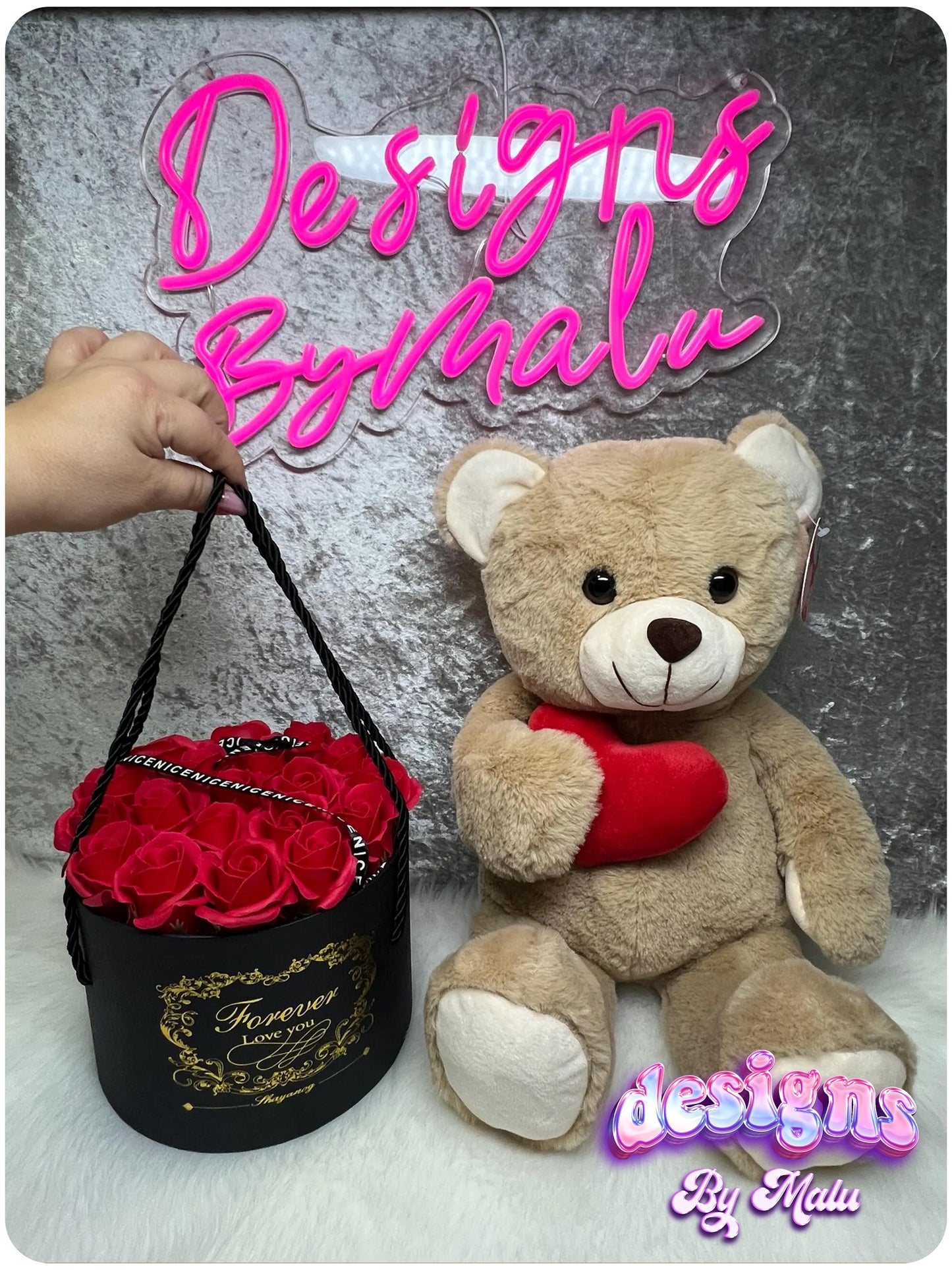 Valentine's Day (Artificial) Rose Box with Cute Stuffed Teddy Bear Plush 🧸❤️