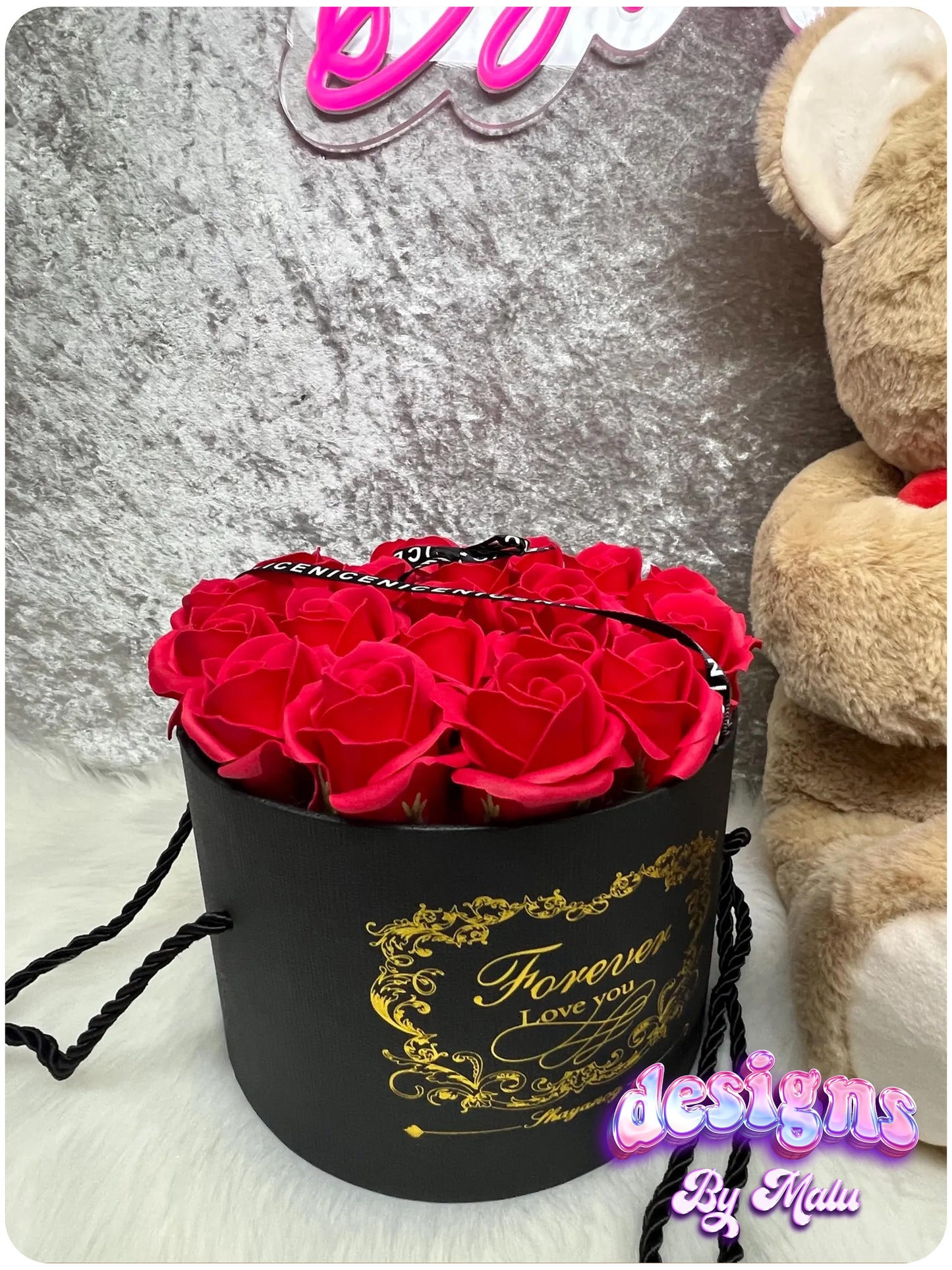 Valentine's Day (Artificial) Rose Box with Cute Stuffed Teddy Bear Plush 🧸❤️